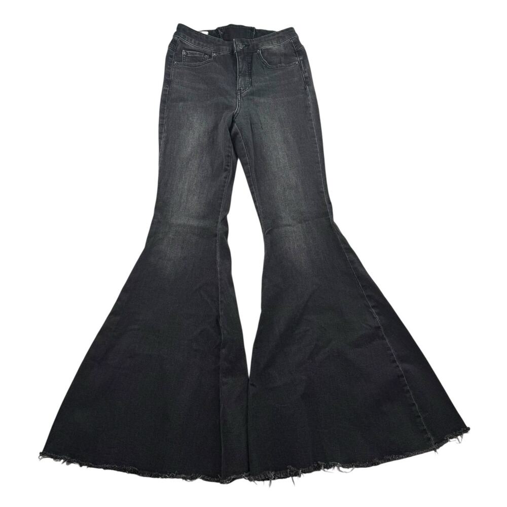 Free People CRVY Ma Cherie Flare Jeans 27 Black Lace Up Back Bell Bottom Boho